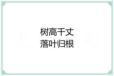 树高千丈落叶归根 树高千丈落叶归根