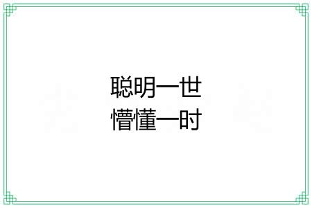 聪明一世懵懂一时